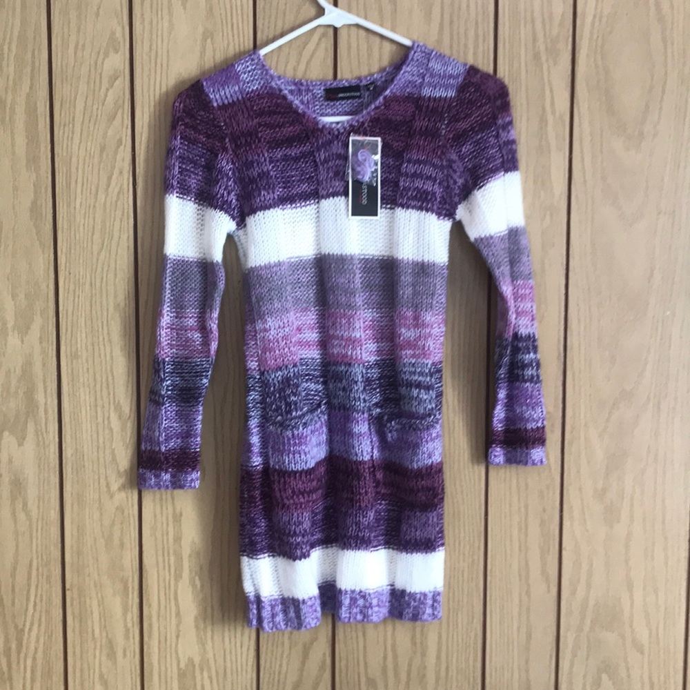 Miss Understood Purple Striped Sweater Dress
